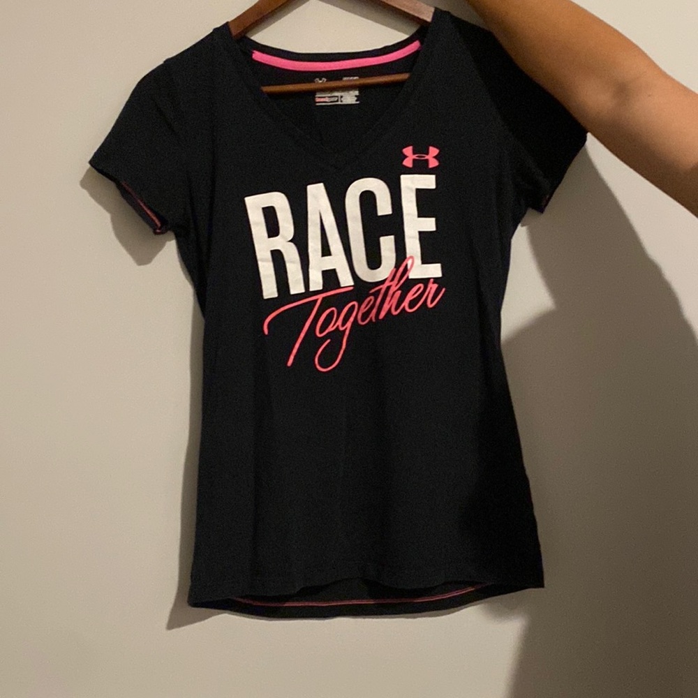 Under armour breast cancer awareness t-shirt.